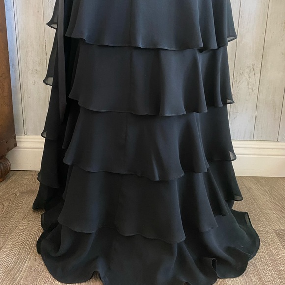 Teri Jon by Rickie Freeman Ruffle Tiered Silk Gown - Picture 11 of 16